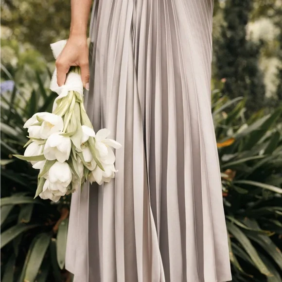 NWT Silver Petal and Pup Kleo one shoulder pleated maxi dress size XS - Picture 3 of 8